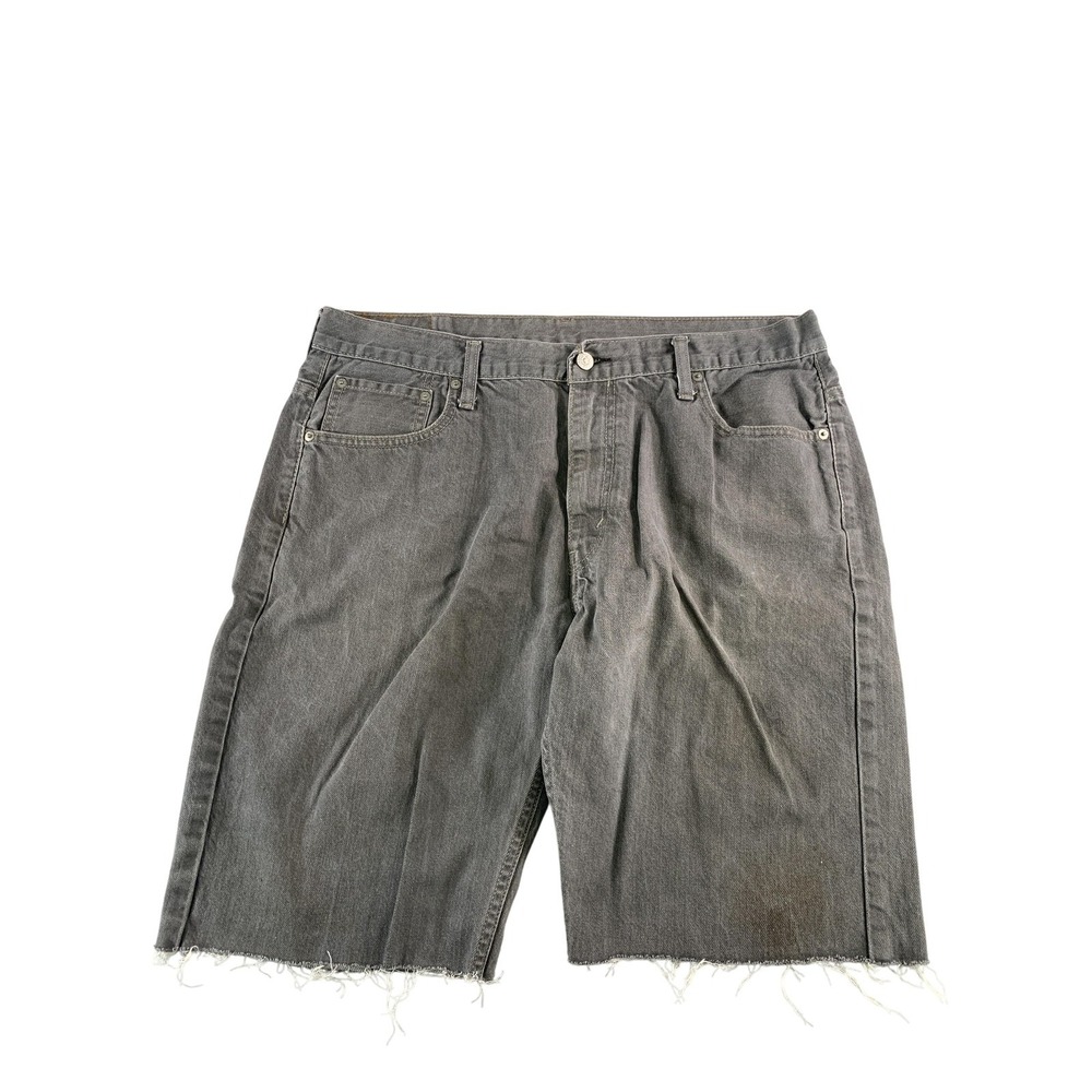 Levis 569 Shorts Mens 36 Gray Cut Off Denim Relaxed Fit Frayed Hem Casual Hasbro